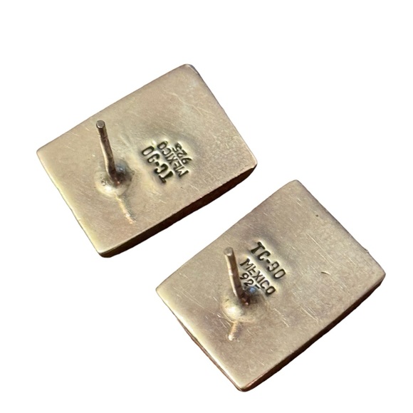 Sterling silver Taxco Mexico Tiger eye TC-90 Earrings - Picture 3 of 4
